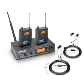 Sistema di monitoraggio in-ear senza fili con 2 x trasmettitore da cintura e 2 x cuffie in-ear LD Systems MEI 1000 G2 BUNDLE