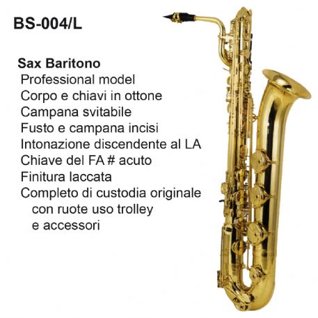 SAX BARITONO DAM BS004L FINITURA LACCATA, PADS MADE IN ITALY E CUSTODIA IN ABS