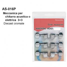 MECCANICA DAM AS016P PER CHITARRA ACUSTICA, DIECAST, CROMO, 3+3